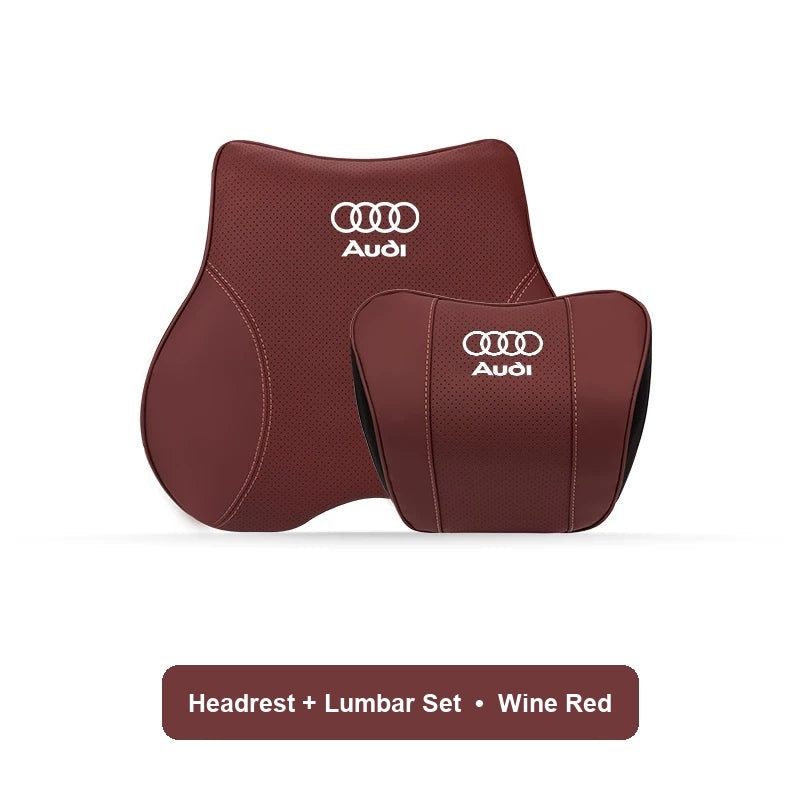 Audi Headrest and Lumbar Set in Wine Red