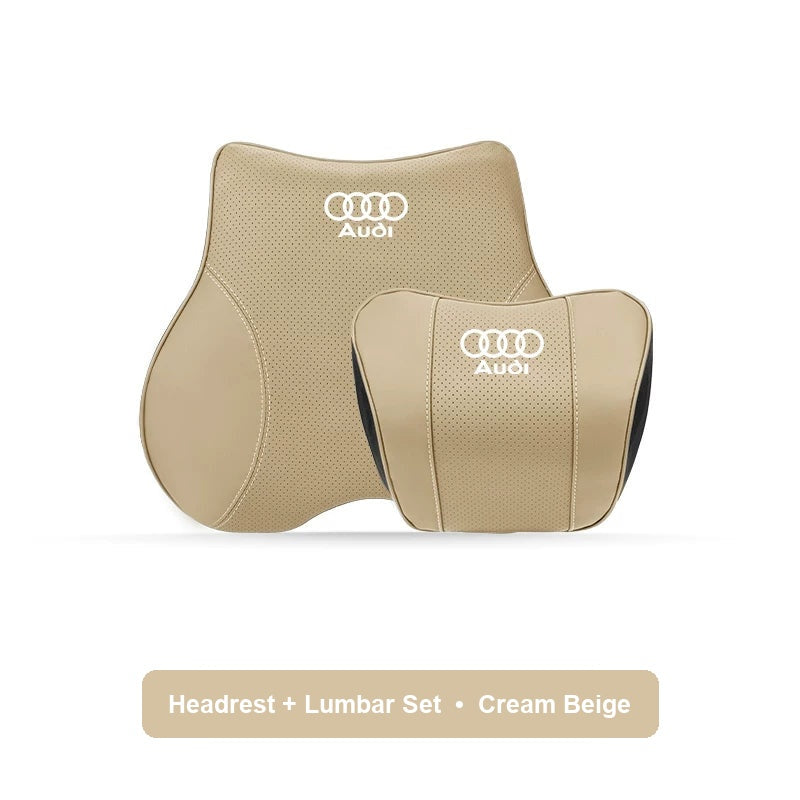 Audi Headrest and Lumbar Set in Cream Beige