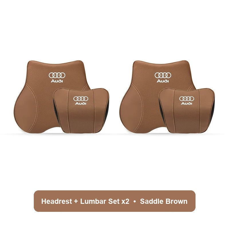 Audi Headrest and Lumbar Set x2 in Saddle Brown