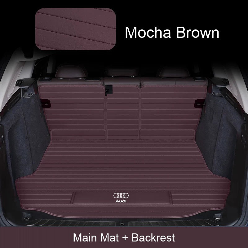 Audi leather trunk mat with backrest cover in Mocha Brown