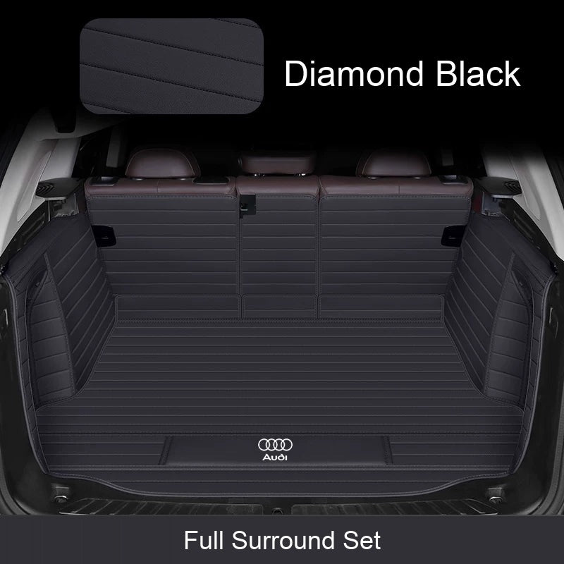 Audi full surround leather trunk mat set in Diamond Black