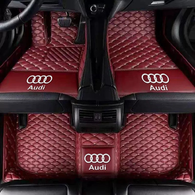 Audi diamond-quilted full-surround floor mat set in wine red