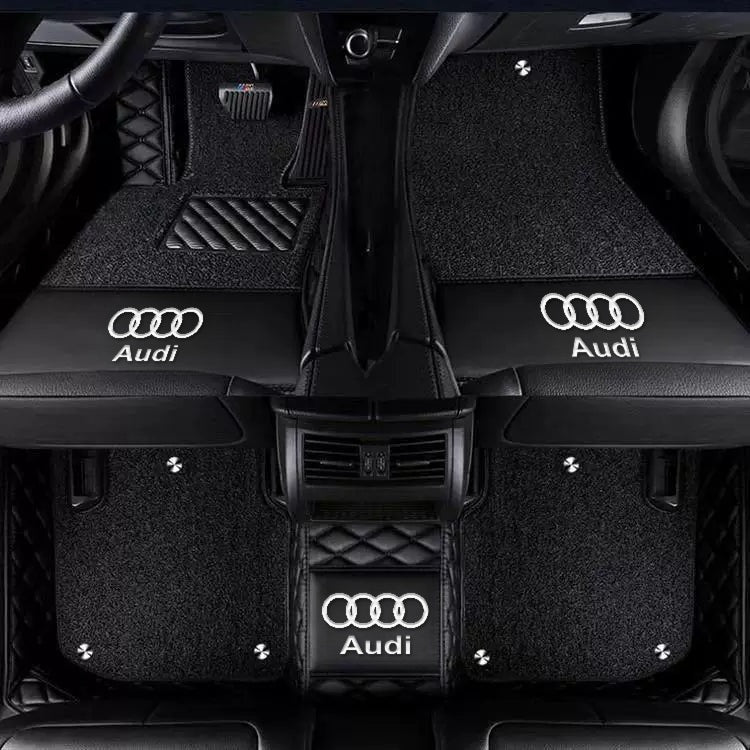 Audi diamond-quilted floor mats – Double Layer – Black + Black Carpet