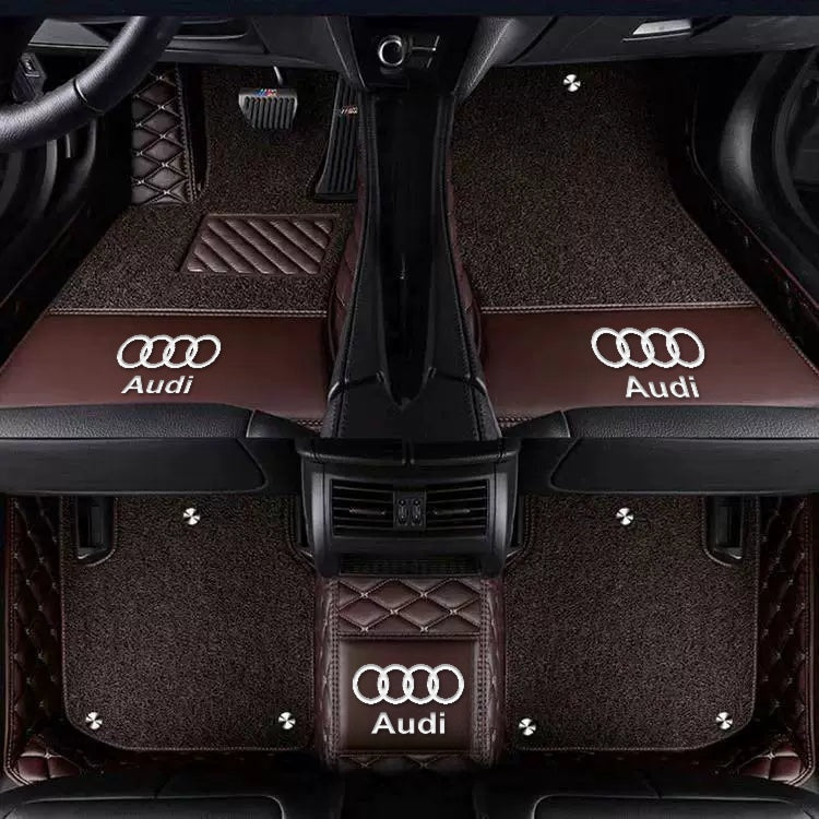 Audi diamond-quilted floor mats – Double Layer – Coffee + Coffee Carpet