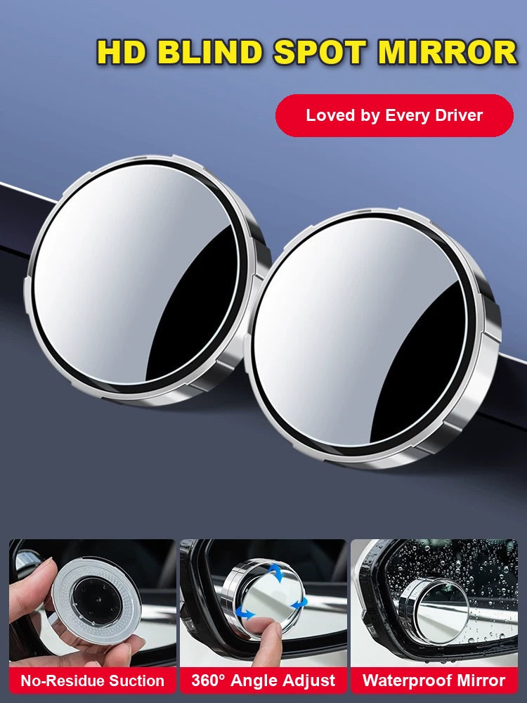 Pair of HD blind spot mirrors with suction, 360° angle adjustment and waterproof glass