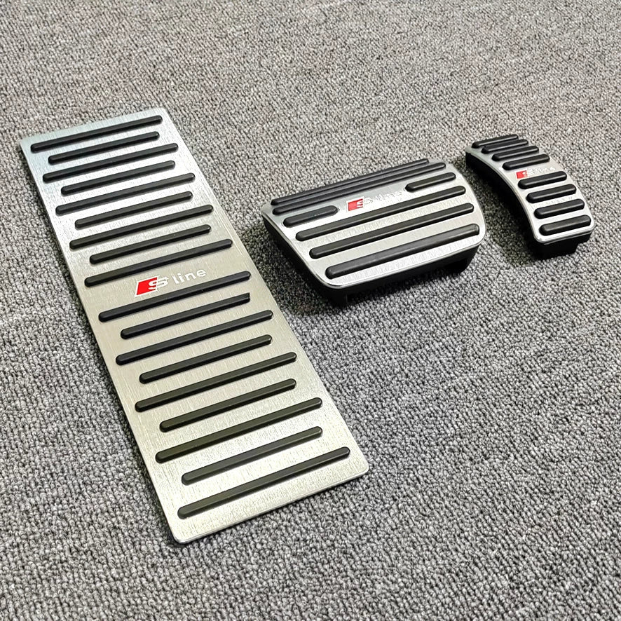 Audi S line aluminium pedal set with footrest, brake and accelerator, 3-piece