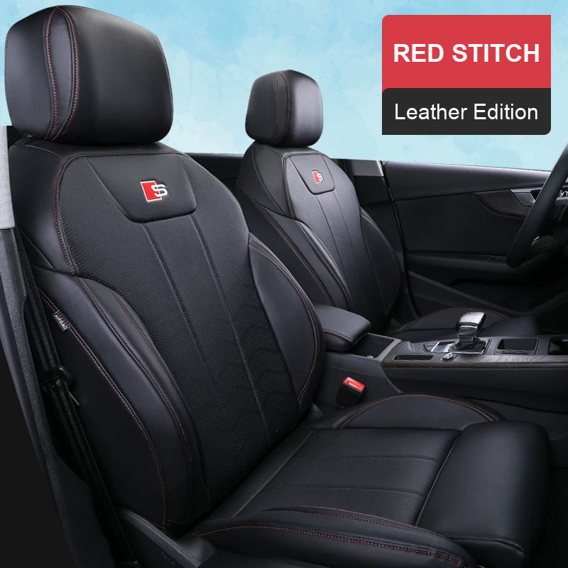 Audi Signature Full-Surround Seat Covers – Red Stitch Leather Edition