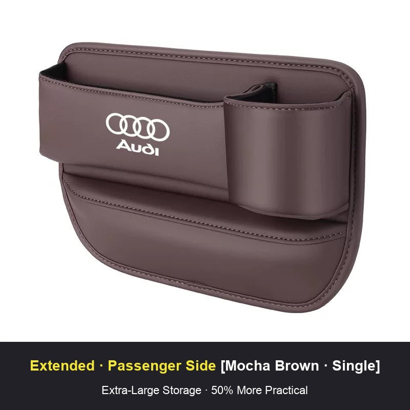 Audi seat gap storage box, Mocha Brown, passenger side