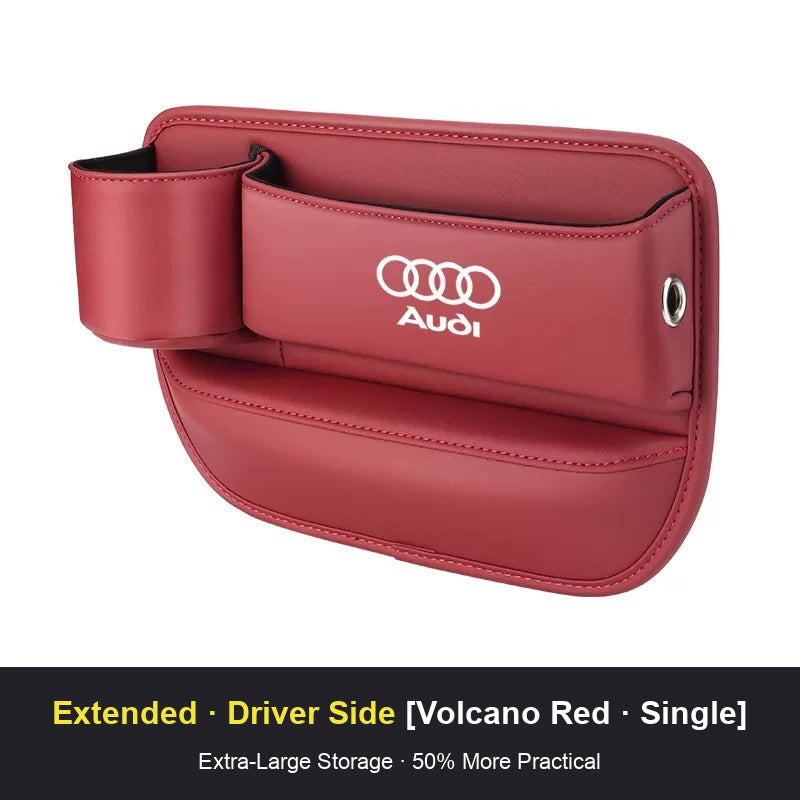 Audi seat gap storage box, Volcano Red, driver side