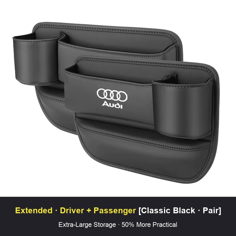 Audi seat gap storage box pair, Classic Black, driver and passenger