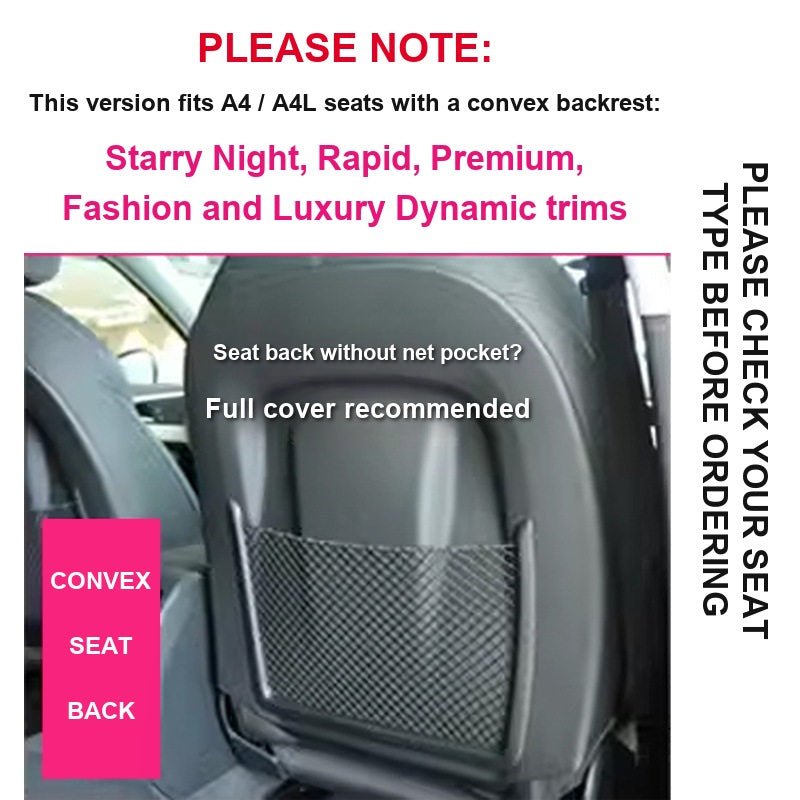 Audi A4 A4L convex backrest seat kick mat fitment note