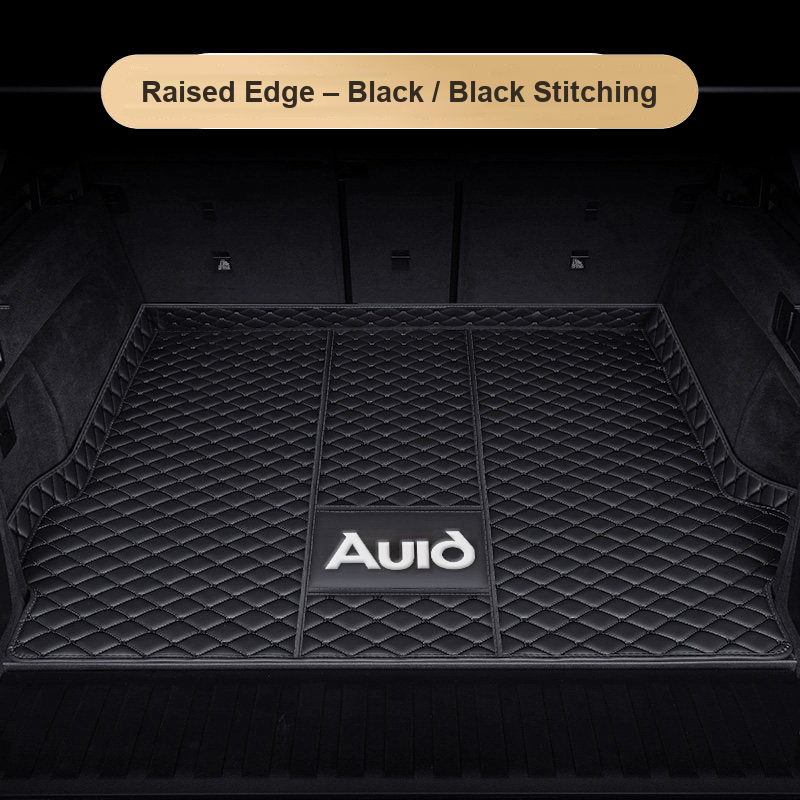 Audi trunk mat – Raised Edge – Black / Black Stitching