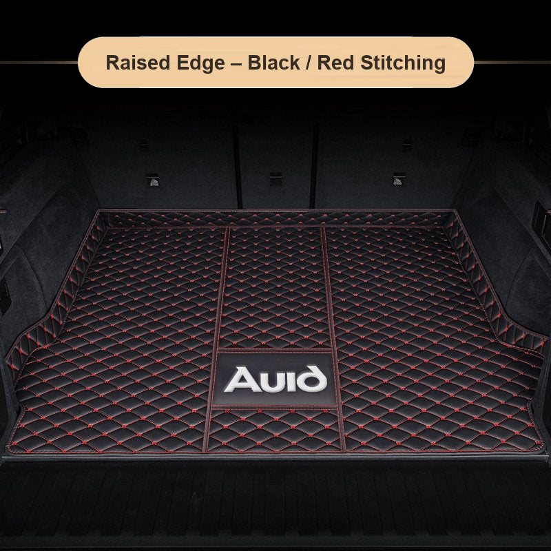 Audi trunk mat – Raised Edge – Black / Red Stitching