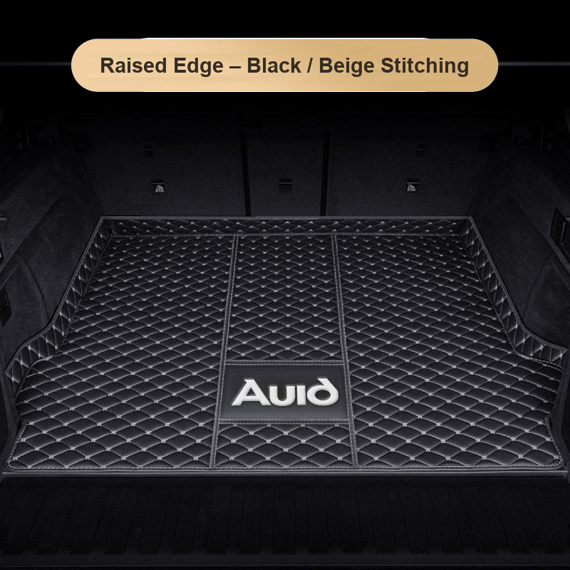 Audi trunk mat – Raised Edge – Black / Beige Stitching