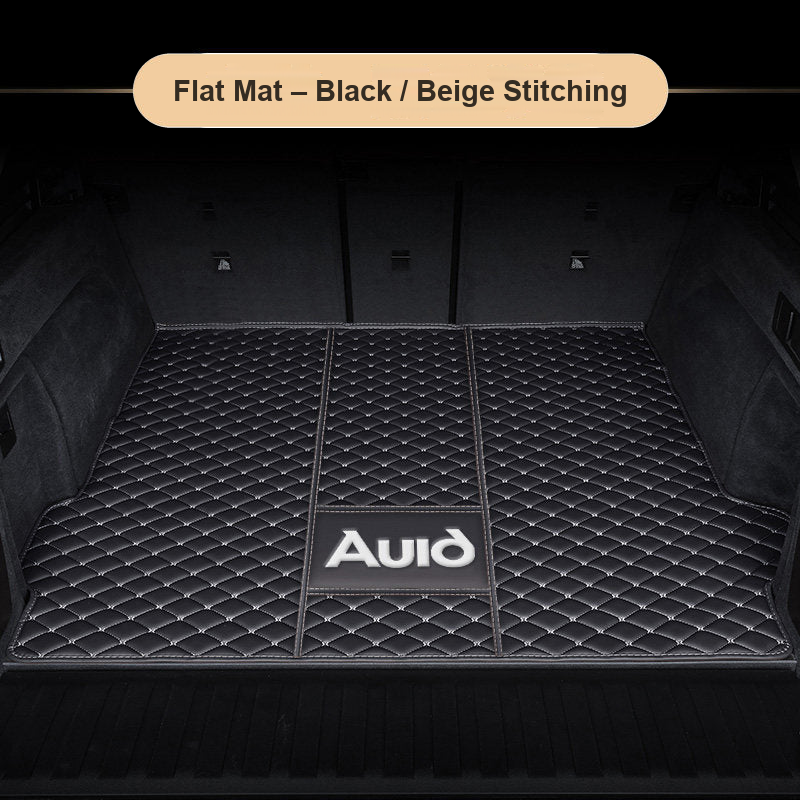 Audi trunk mat – Flat Mat – Black / Beige Stitching