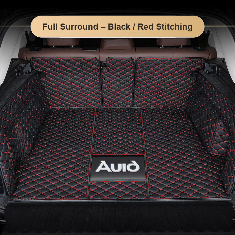 Audi trunk mat – Full Surround – Black / Red Stitching