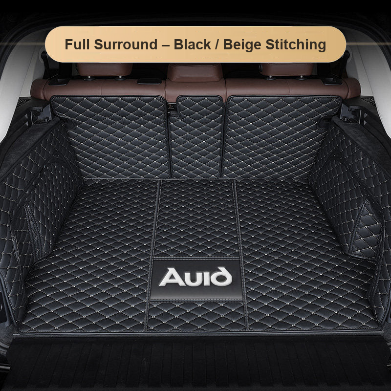 Audi trunk mat – Full Surround – Black / Beige Stitching