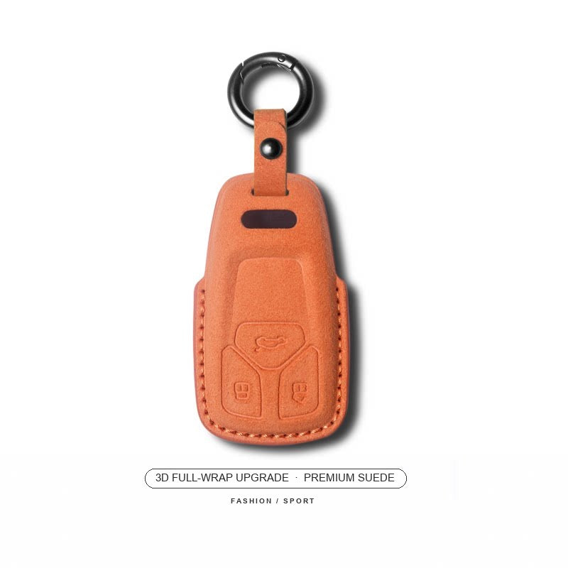 Audi Sport Suede Key Case – Orange, Type A, keyring buckle