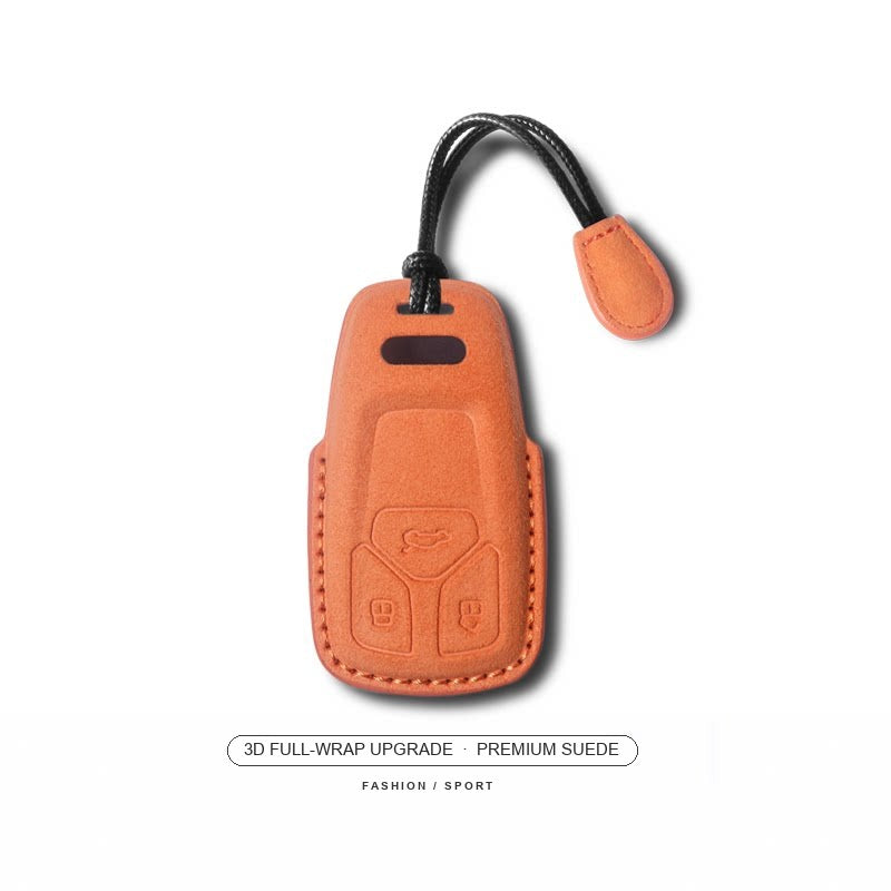 Audi Sport Suede Key Case – Orange, Type A, cord lanyard