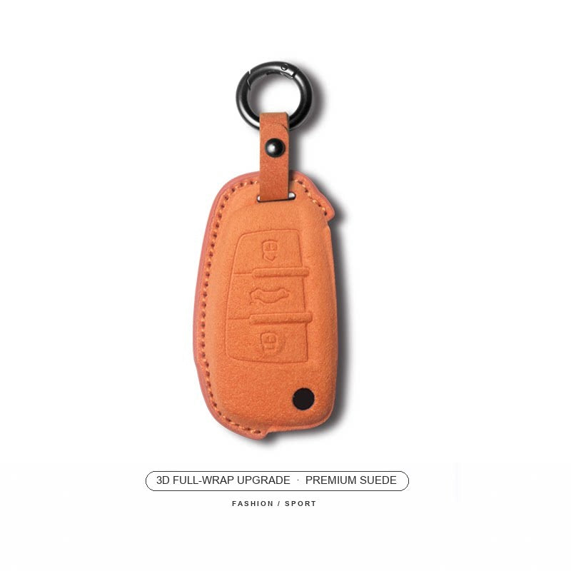 Audi Sport Suede Key Case – Orange, Type C, keyring buckle