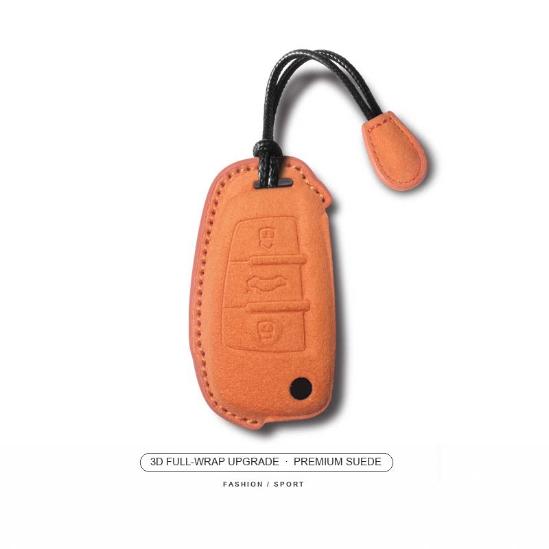Audi Sport Suede Key Case – Orange, Type C, cord lanyard