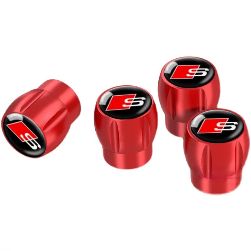 Red Audi S badge valve caps set of 4