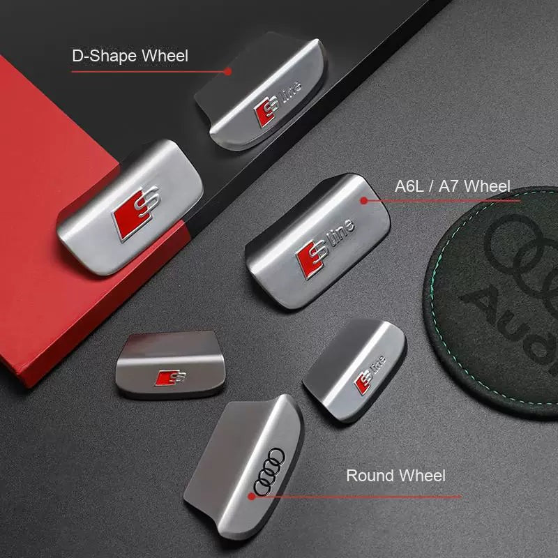 Audi S and S line steering wheel badge trims for D-shape, round and A6L A7 wheels