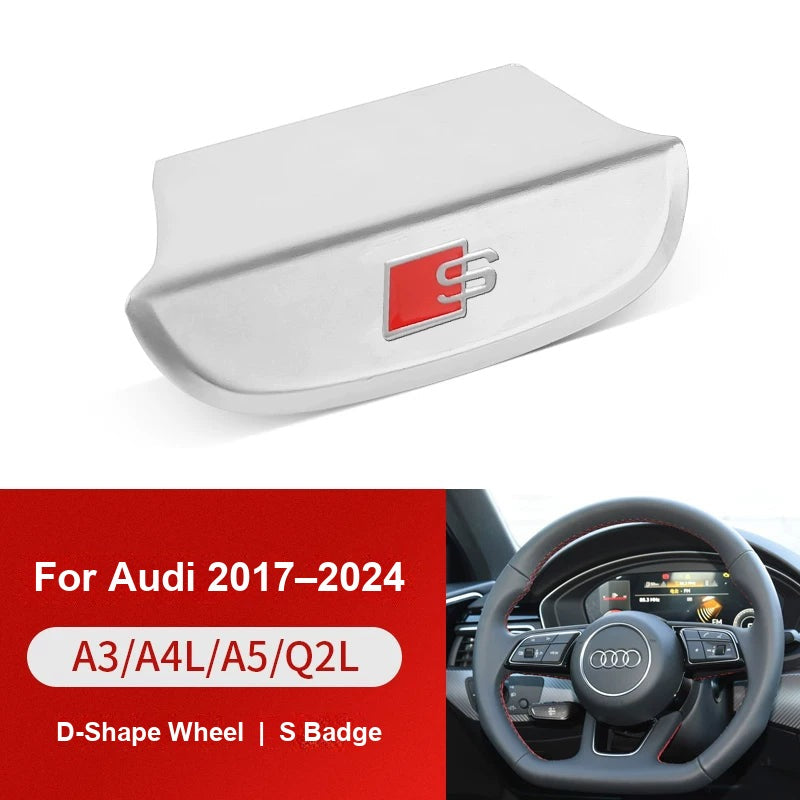 S badge for D-shape steering wheel, Audi A3 A4L A5 Q2L 2017-2024