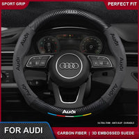 Audi Velocity Carbon Suede Steering Wheel Cover – 3D Embossed Sport Grip Edition