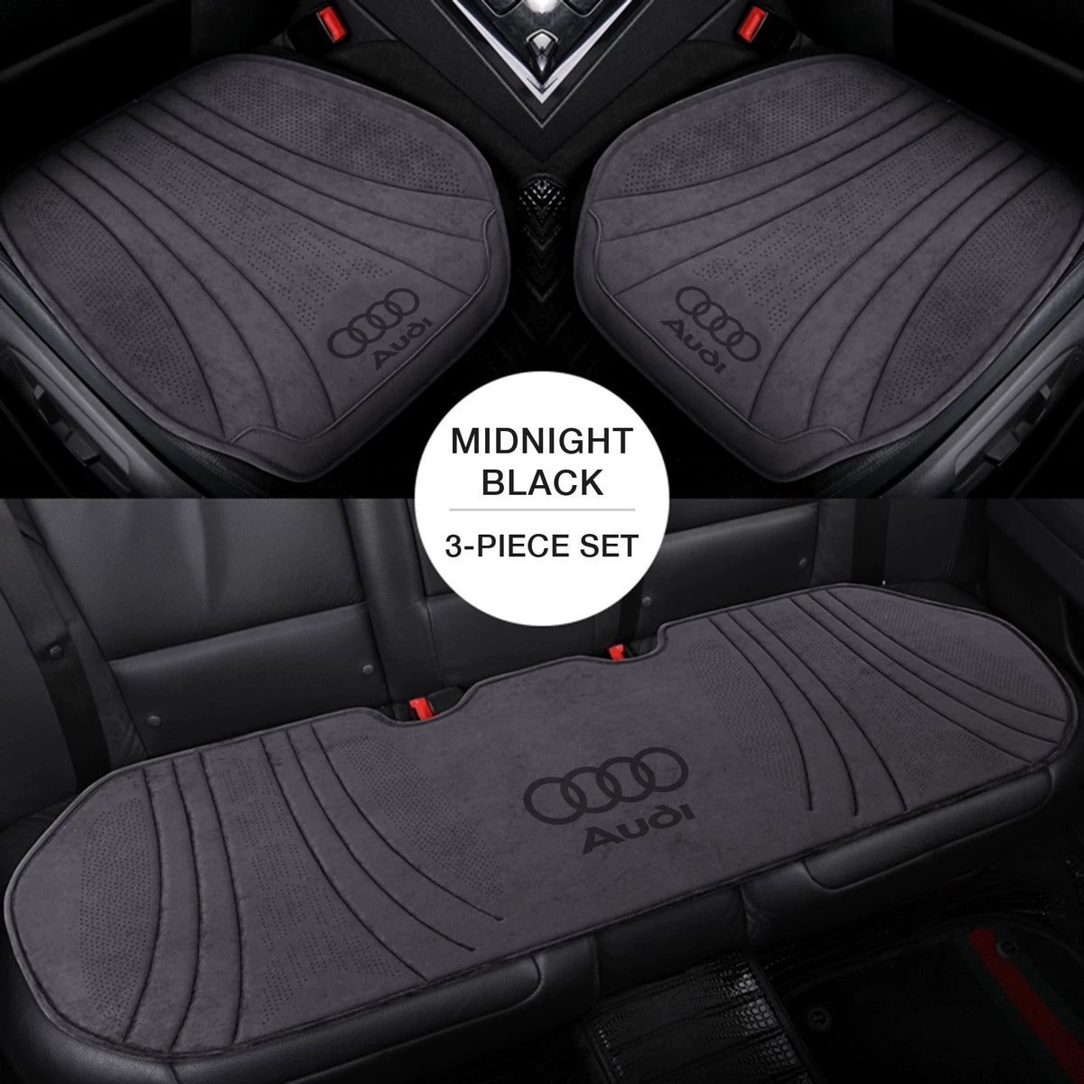 Audi suede seat cushion 3-piece set – Midnight Black