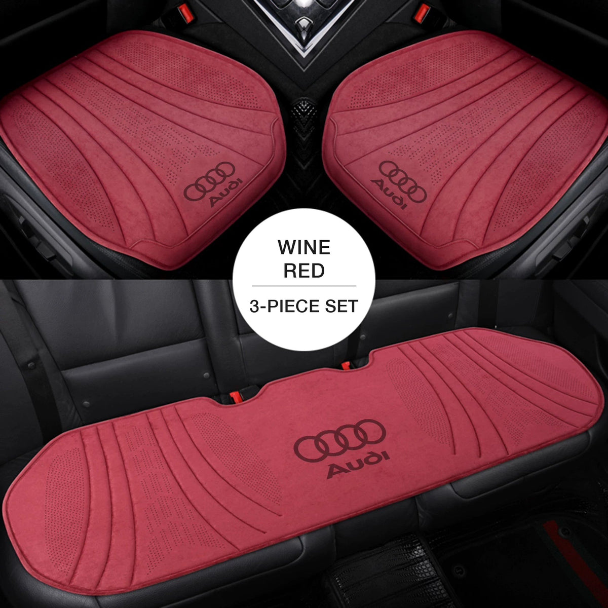 Audi suede seat cushion 3-piece set – Wine Red