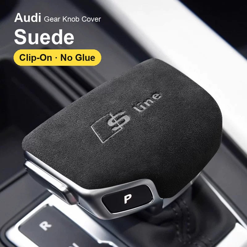 Audi suede gear knob cover – clip-on, no glue