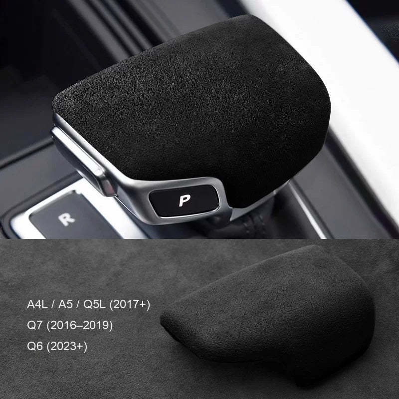 Audi suede gear knob cover for A4L, A5, Q5L, Q7, Q6 – plain, imported suede