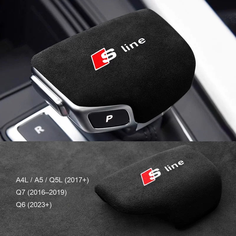 Audi suede gear knob cover for A4L, A5, Q5L, Q7, Q6 – red S line, imported suede