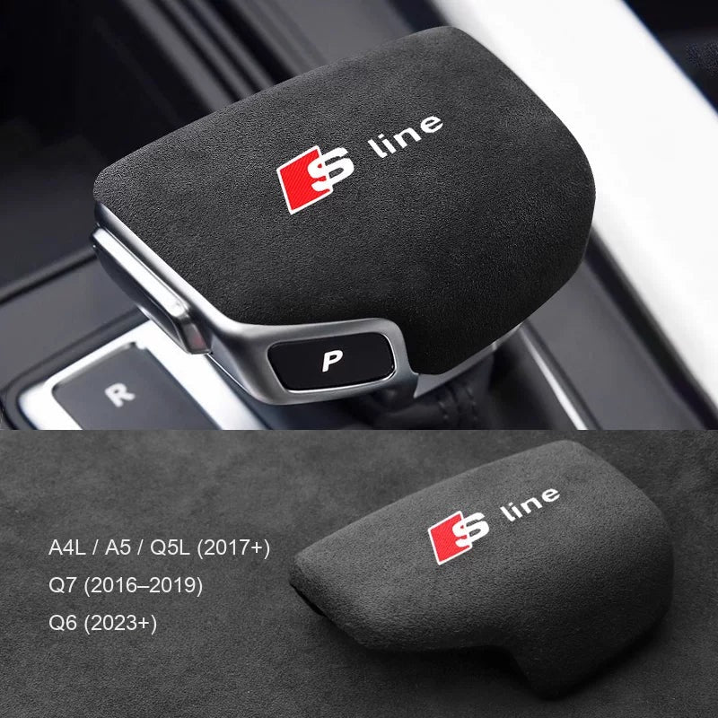 Audi suede gear knob cover for A4L, A5, Q5L, Q7, Q6 – red S line, Italian suede