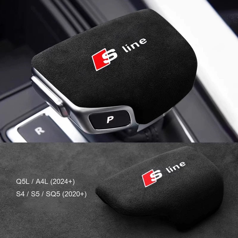 Audi suede gear knob cover for A4L, Q5L 2024+ and S4, S5, SQ5 – red S line, imported suede