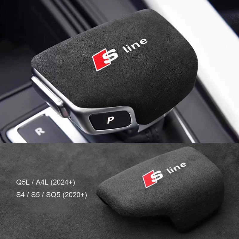 Audi suede gear knob cover for A4L, Q5L 2024+ and S4, S5, SQ5 – red S line, Italian suede