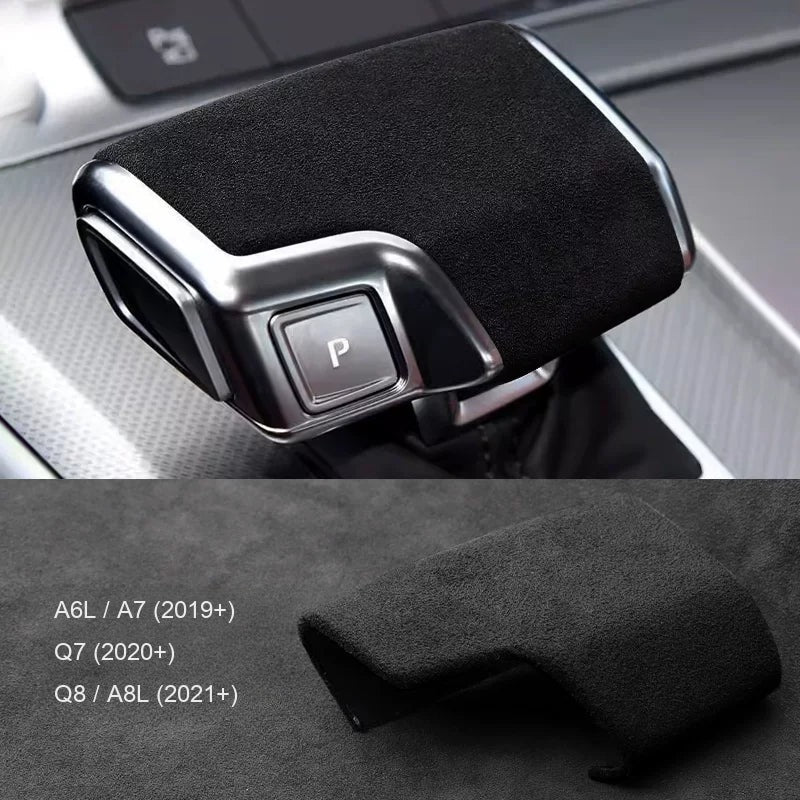 Audi suede gear knob cover for A6L, A7, Q7, Q8, A8L – plain, imported suede