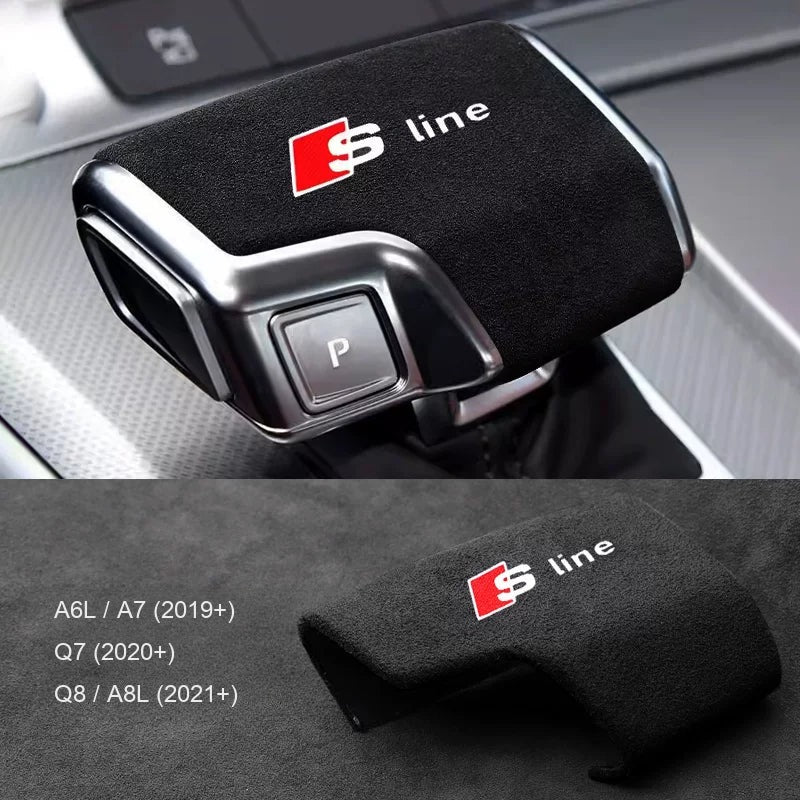 Audi suede gear knob cover for A6L, A7, Q7, Q8, A8L – red S line, imported suede