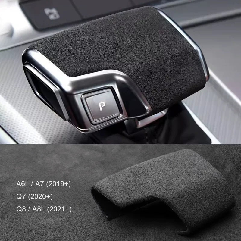 Audi suede gear knob cover for A6L, A7, Q7, Q8, A8L – plain, Italian suede