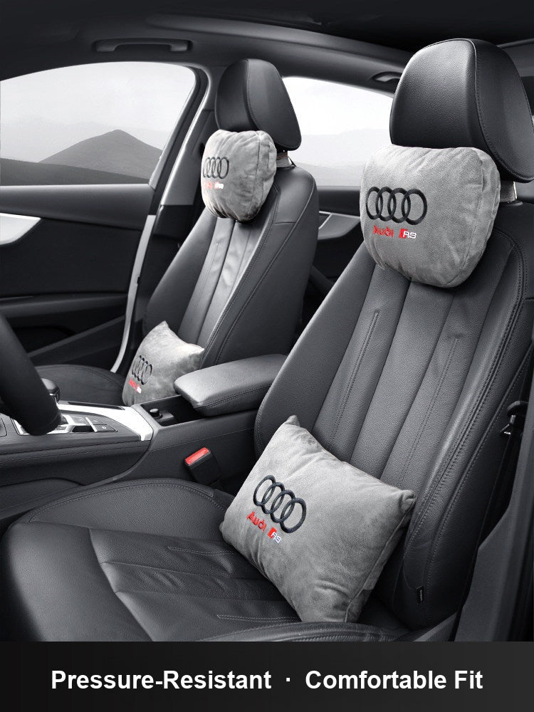 Audi RS suede headrest and lumbar pillow in Fashion Grey