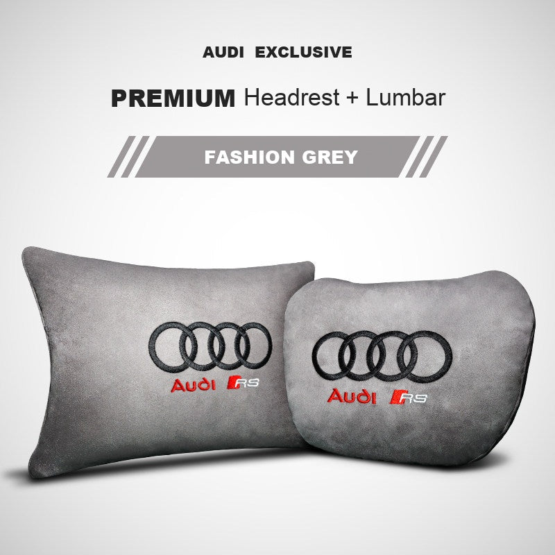 Audi RS suede headrest pillow – Fashion Grey, Headrest + Lumbar Pillow