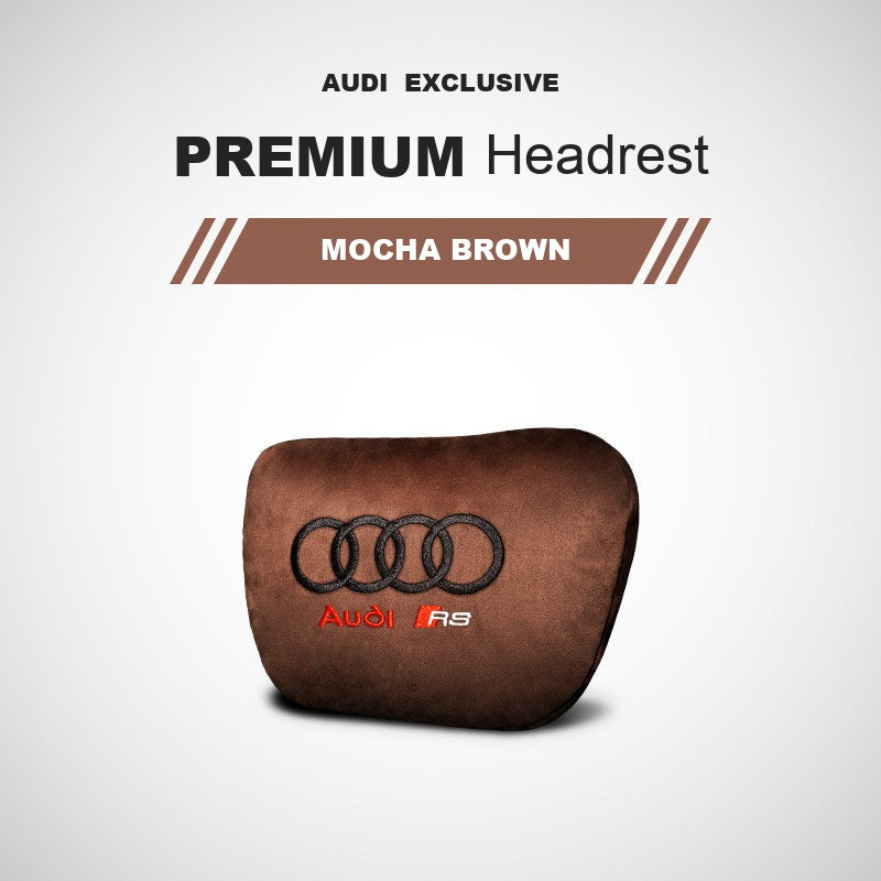 Audi RS suede headrest pillow – Mocha Brown, 1 Headrest