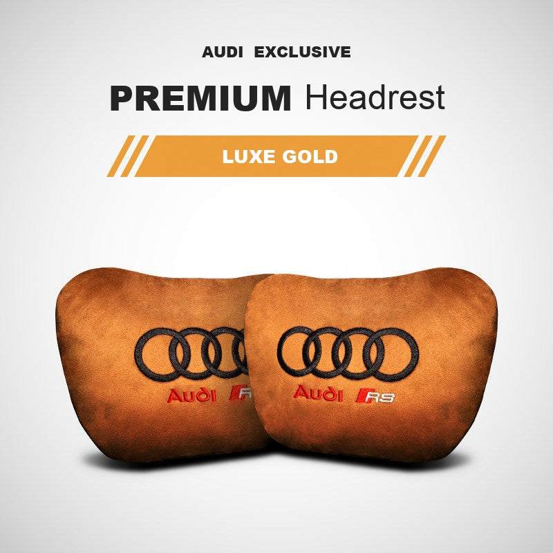 Audi RS suede headrest pillow – Luxe Gold, 2 Headrests