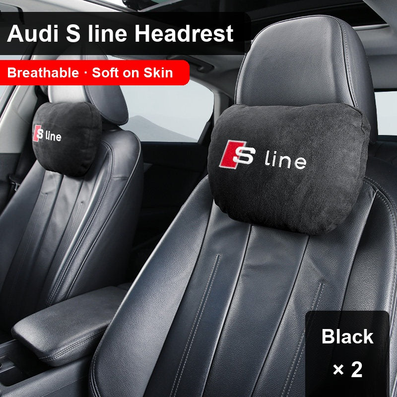 Audi S line suede headrest pillow – Phantom Black, 2 Headrests