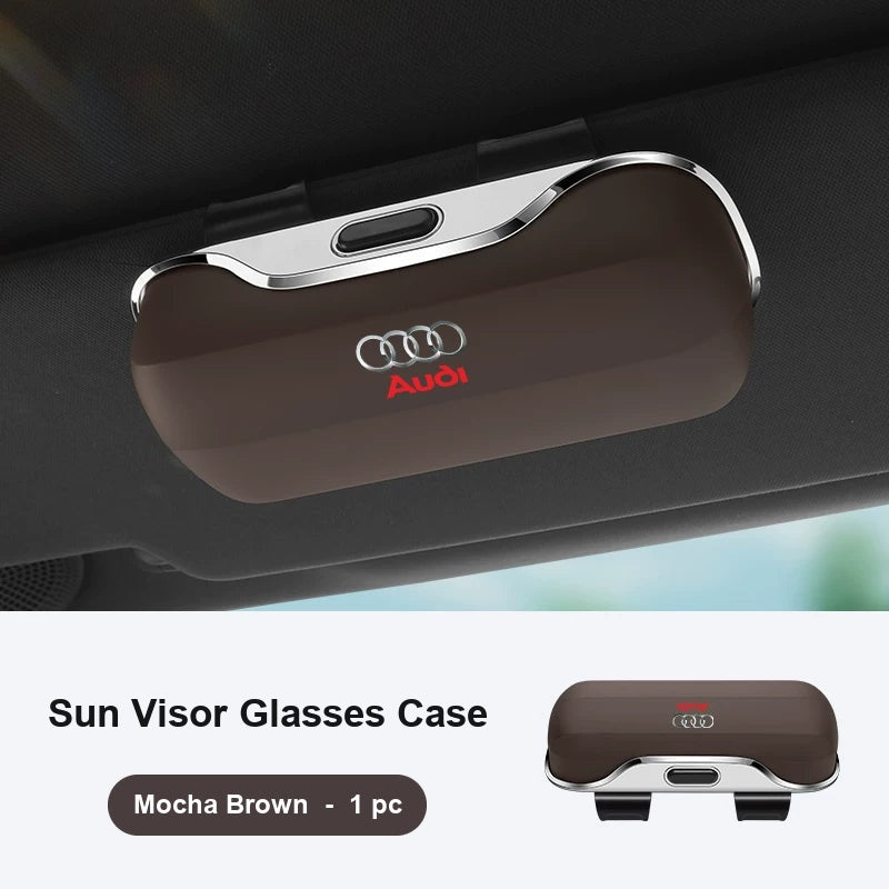 Audi sun visor glasses case Mocha Brown