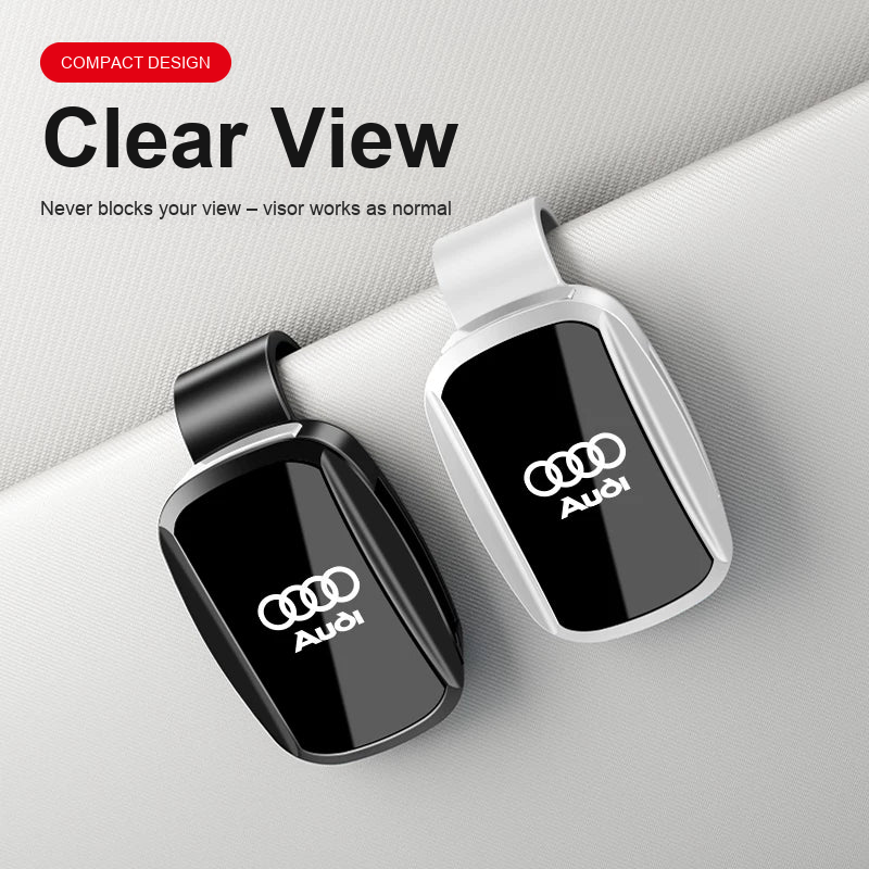 Audi car sunglasses clip in black and mirror white – clear view design