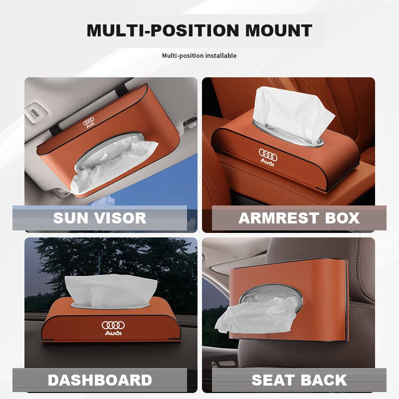 Caja de pañuelos de cuero para coche Audi - Soporte multiposición