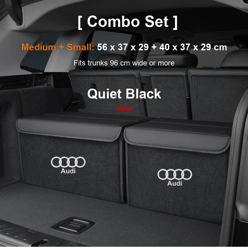 Audi trunk organizer Combo Set Medium plus Small in Quiet Black