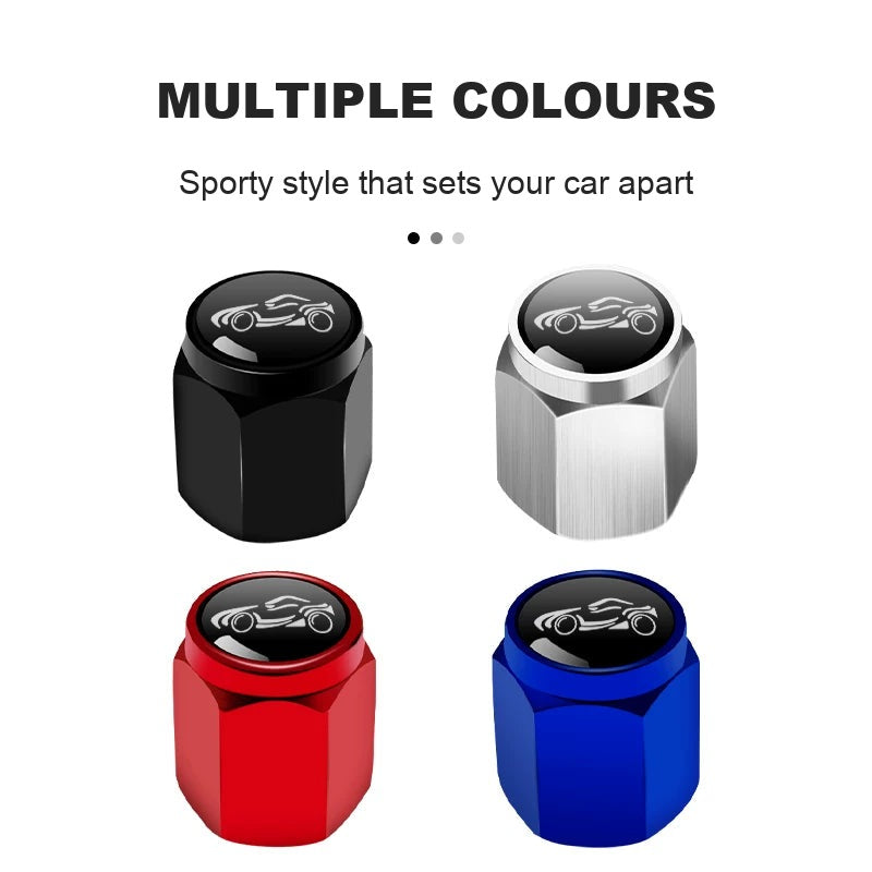 Valve caps available in black, silver, red and blue